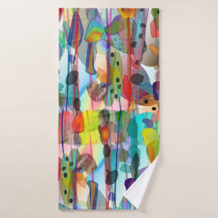 Whimsical Watercolor Floral Art Bath Towel