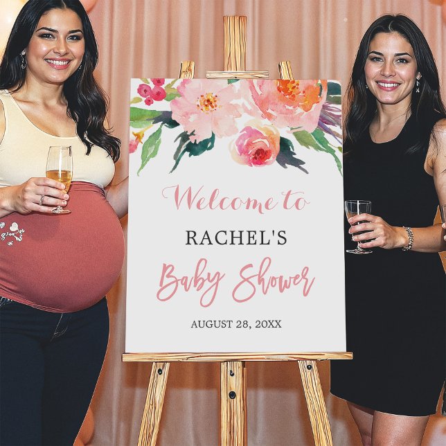 Whimsical Watercolor Floral Baby Shower Sign (Creator Uploaded)