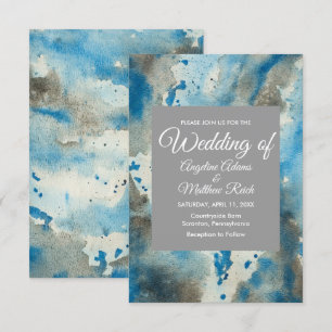 Whimsical Watercolor Floral Blue Modern Invitation