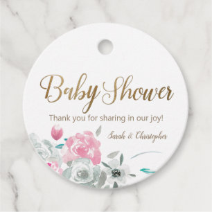 Whimsical Watercolor floral Custom Baby shower Favour Tags