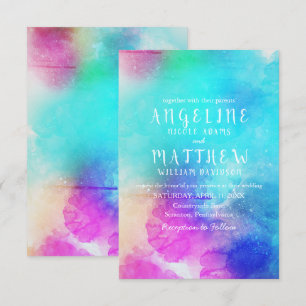 Whimsical Watercolor Floral Modern Invitation