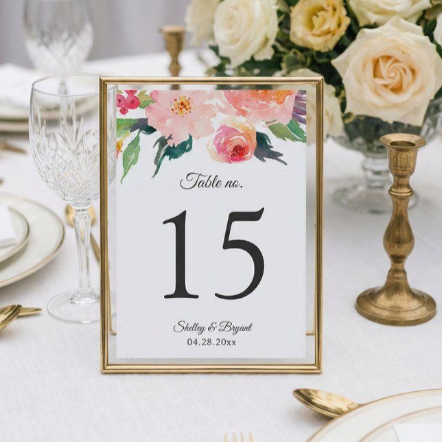 Whimsical Watercolor Floral Wedding Table Numbers (Creator Uploaded)