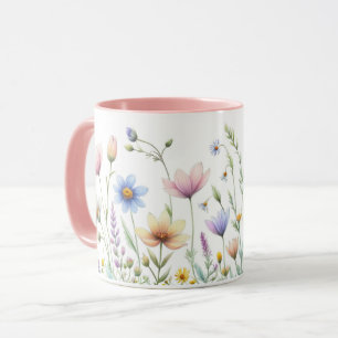 Whimsical Watercolor Flower Design Coffee Mug