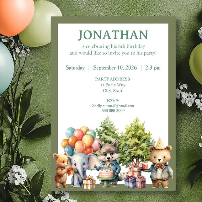 Whimsical Watercolor Forest Birthday Invitation (Creator Uploaded)