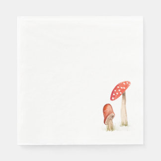 Whimsical Watercolor Forest Mushrooms Napkin