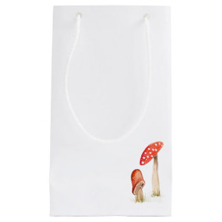Whimsical Watercolor Forest Mushrooms Small Gift Bag