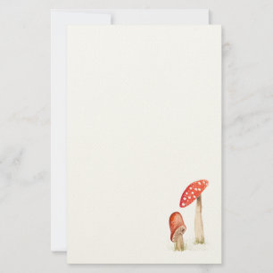 Whimsical Watercolor Forest Mushrooms Stationery