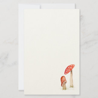 Whimsical Watercolor Forest Mushrooms Stationery