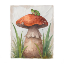 Whimsical Watercolor Frog on a Mushroom