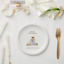 Whimsical Watercolor Garden Baby Shower Paper plat
