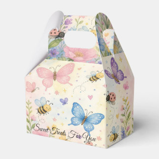 Whimsical Watercolor Garden Bugs Floral Birthday Favour Box