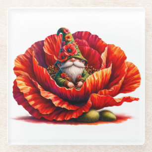 Whimsical Watercolor Garden Gnome Glass Coaster