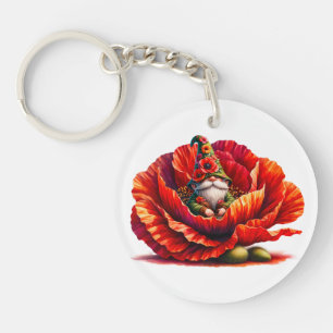 Whimsical Watercolor Garden Gnome Key Ring