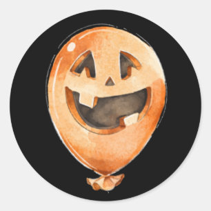 Whimsical Watercolor Halloween Baloon Classic Round Sticker