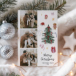 Whimsical Watercolor Hand Drawn Family Photo Holiday Card<br><div class="desc">Share the magic of the season with this whimsical watercolor Christmas card. Featuring your family photos framed by playful hand-drawn elements and soft painterly details,  this design blends charm and creativity in one festive keepsake. Perfect for families who love a fun,  artistic twist on holiday tradition.</div>