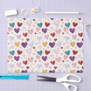 Whimsical Watercolor Hearts: Gold Glitter Tissue Paper