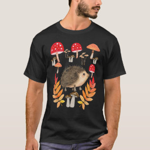 Whimsical Watercolor Hedgehog In a Mushroom Forest T-Shirt