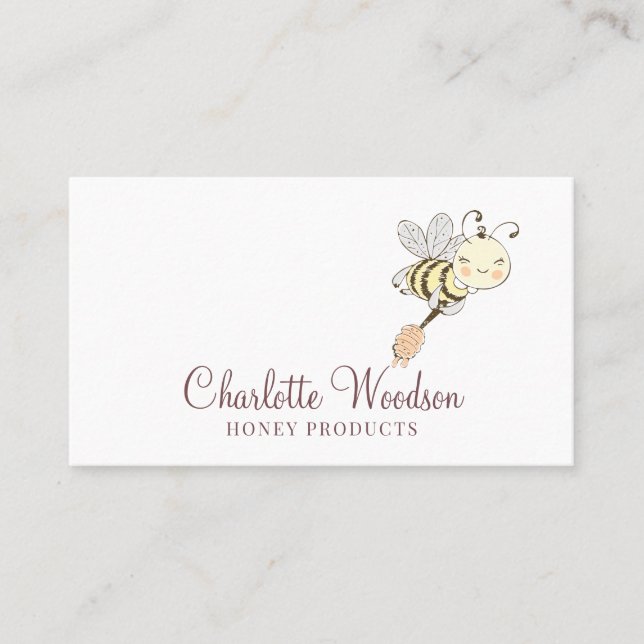 Whimsical Watercolor Honey Bee Beekeeper Business Card (Front)