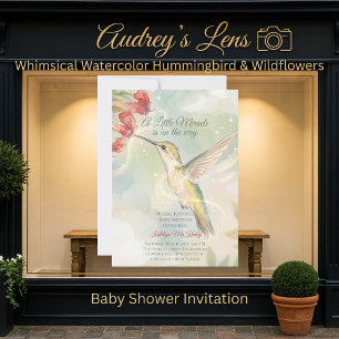 Whimsical Watercolor Hummingbird & Wildflowers  Invitation