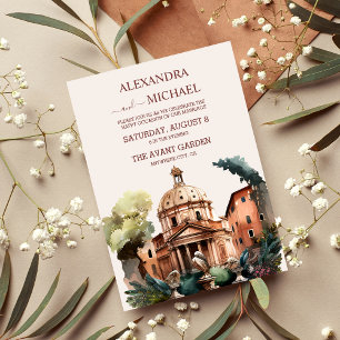 Whimsical Watercolor Italian Desitnation Wedding Invitation