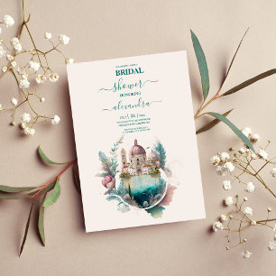 Whimsical Watercolor Italian Destination Bridal  I Invitation