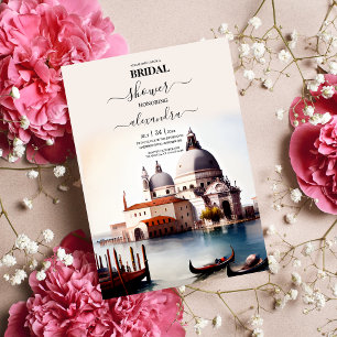 Whimsical Watercolor Italian Destination Bridal  Invitation