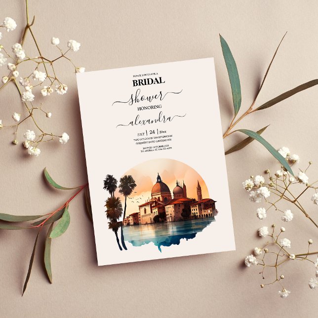 Whimsical Watercolor Italian Destination Bridal  Invitation (Creator Uploaded)
