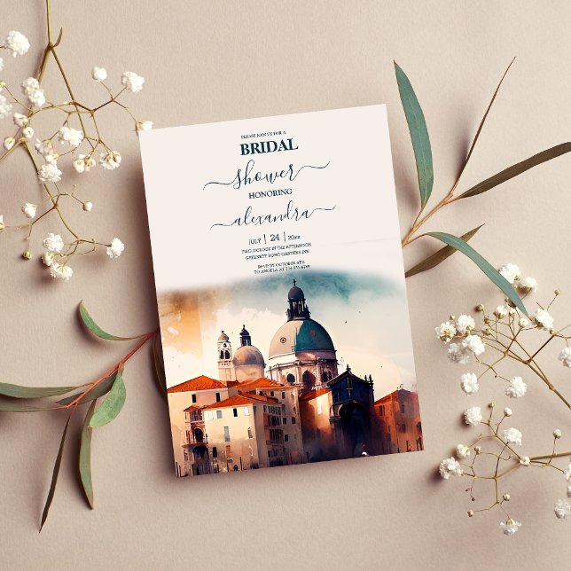 Whimsical Watercolor Italian Destination Bridal  Invitation (Creator Uploaded)