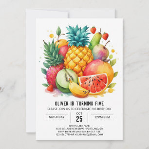 Whimsical Watercolor Juicy Fruits Birthday Invitation