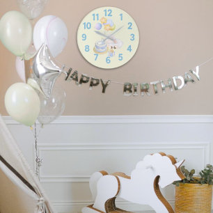 Whimsical Watercolor Lamb Wall Clock 