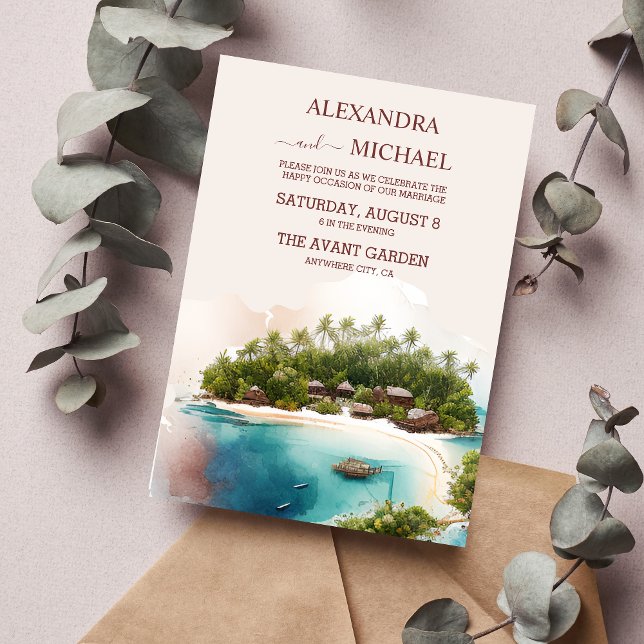 Whimsical Watercolor Maldives Destination Wedding  Invitation (Creator Uploaded)