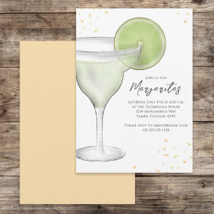 Whimsical Watercolor Margarita Lime Calligraphy Invitation