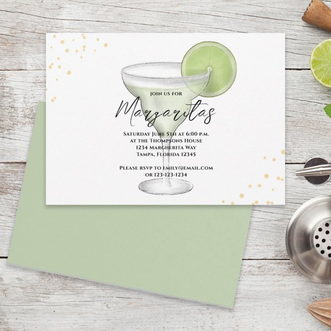 Whimsical Watercolor Margarita Lime Calligraphy Invitation (Creator Uploaded)