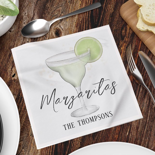 Whimsical Watercolor Margarita QR Code Website Napkin (Creator Uploaded)