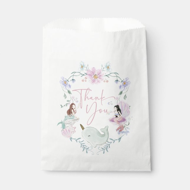Whimsical Watercolor Mermaids Under the Sea Favour Bag (Front)