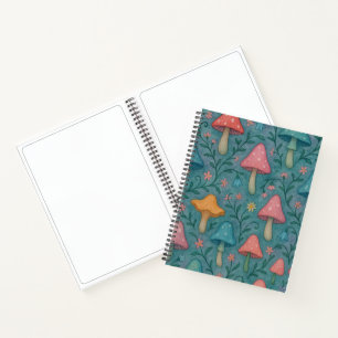 Whimsical Watercolor Mushroom Pattern Notebook