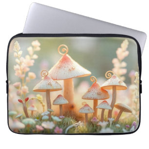 Whimsical Watercolor Mushroom Village   Cosy Lapto Laptop Sleeve