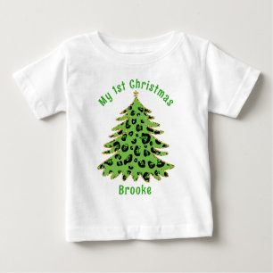 Whimsical Watercolor My First Christmas Name Baby T-Shirt