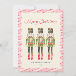 Whimsical Watercolor Nutcrackers Christmas  Holiday Card