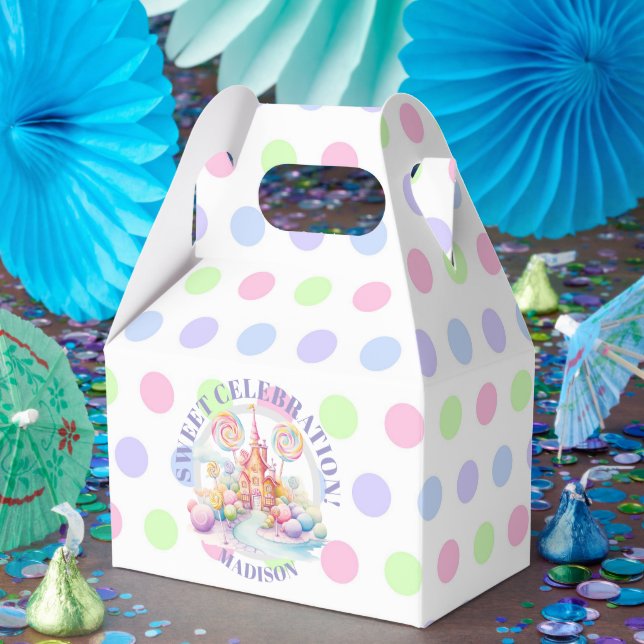 Whimsical Watercolor Pastel Candyland Birthday Favour Box (Party)