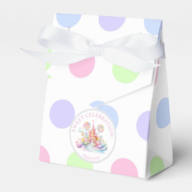 Whimsical Watercolor Pastel Candyland Birthday Favour Box (Front Side)