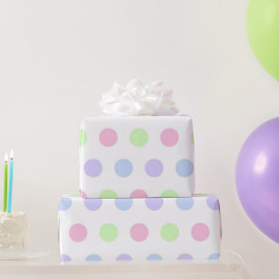 Whimsical Watercolor Pastel Polka Dot Birthday Wrapping Paper