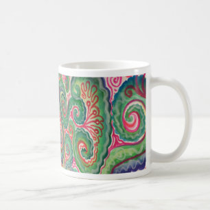Whimsical Watercolor: Pink and Bright Green Coffee Mug