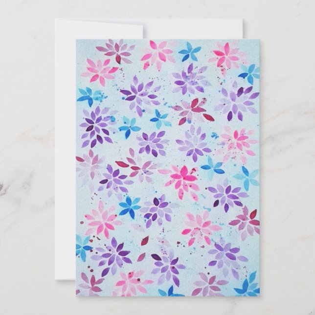 ​Whimsical Watercolor Purple & Pink Floral Invitation (Front)