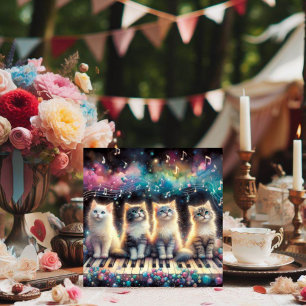 Whimsical Watercolor Rainbow Cats Valentine Holiday Card