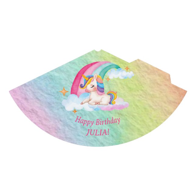 Whimsical Watercolor Rainbow Unicorn Party Hat (Front)