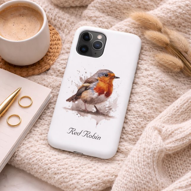 Whimsical Watercolor Red Robin Art Case-Mate iPhone Case (Creator Uploaded)
