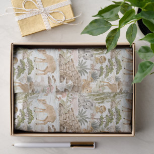 Whimsical Watercolor Safari Woodland Cute Animals Tissue Paper