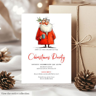 Whimsical Watercolor Santa Funny Holiday Invite