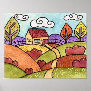 Whimsical Watercolor Scenery Poster